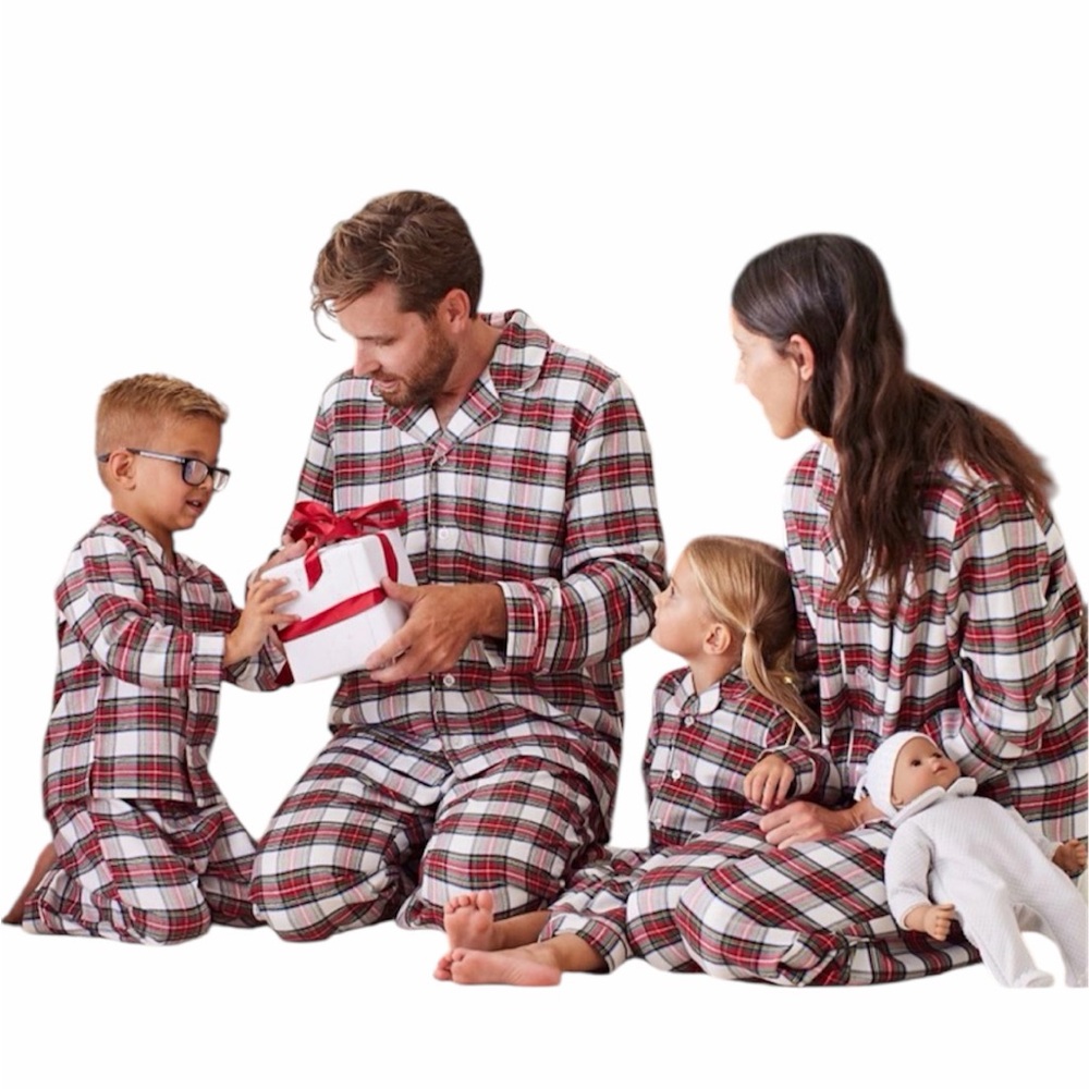 Pottery Barn Kids Adult Pajama Set plaid Sleepwear red Holiday Christmas PJs XL